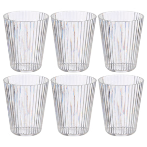 Pack 6 vasos de rayas transparentes. 300 ml