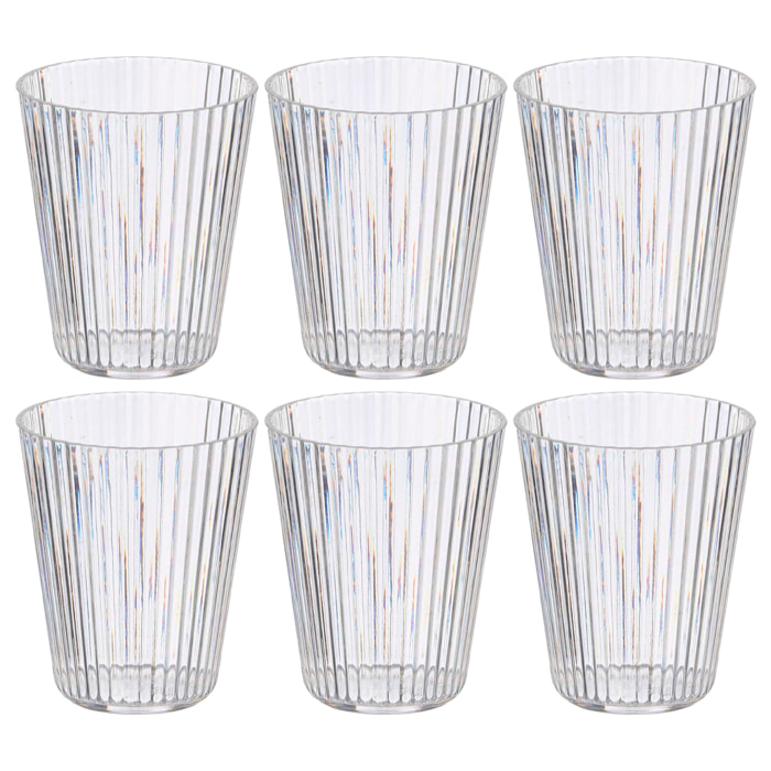 Pack 6 vasos de rayas transparentes. 300 ml