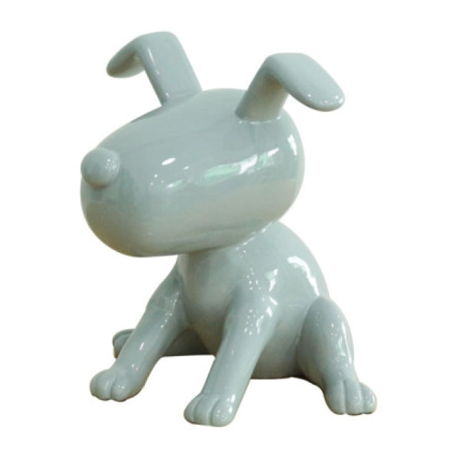 Statuette chien gris clair assis en résine H28cm - SNOOP 3