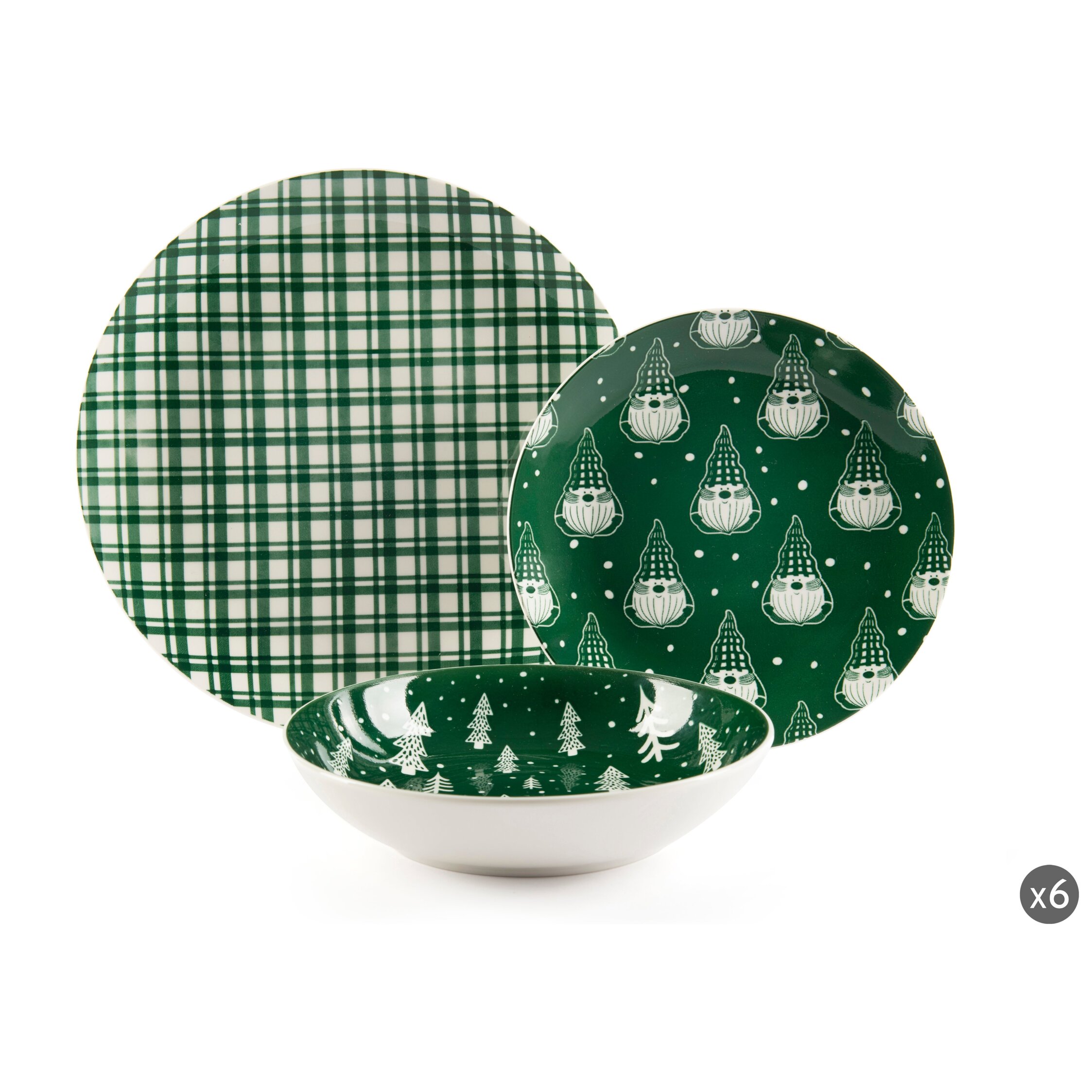 Service de Table 18 pièces Excelsa - Green Winter, Porcelaine Verte