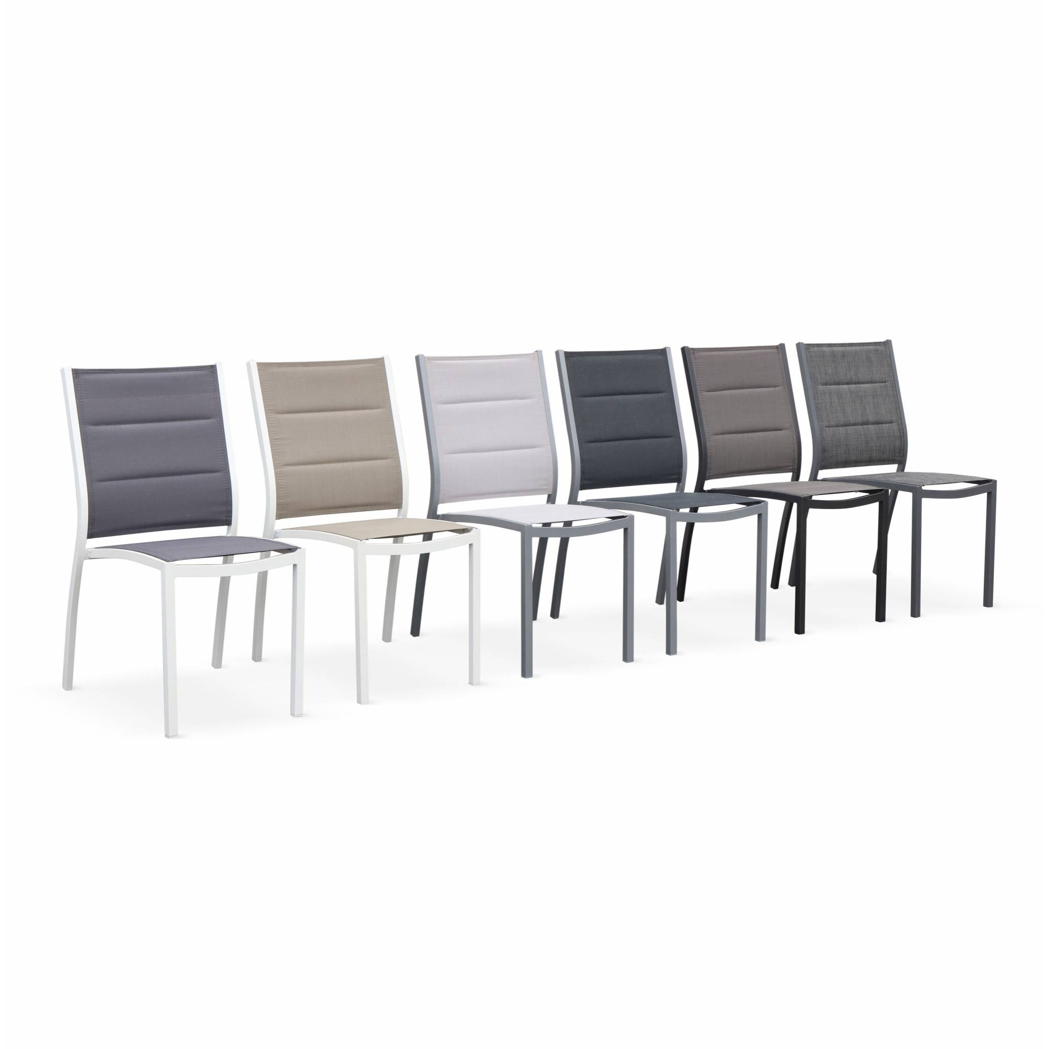 Lot de 2 chaises Chicago - Aluminium blanc et textilène taupe