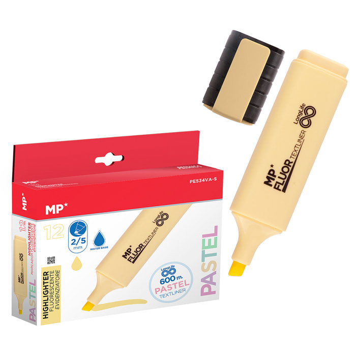 PACK 12 MARCADORES LONG LIFE PASTEL VAINILLA