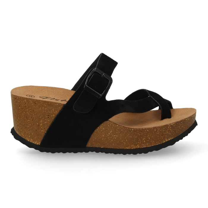 Sandalia Mujer cómoda con cuña y hebilla