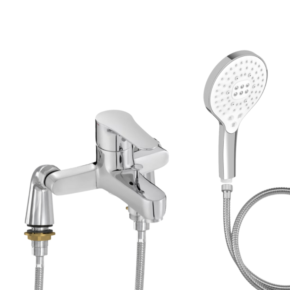 Mitigeur baignoire July + pommeau de douche Metro signature + flexible de douche métal + colonnettes Idro'Flex