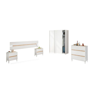 Dormitorio Ezra 3C Plus Blanco Artik (Blanco Mate) - Roble Nodi