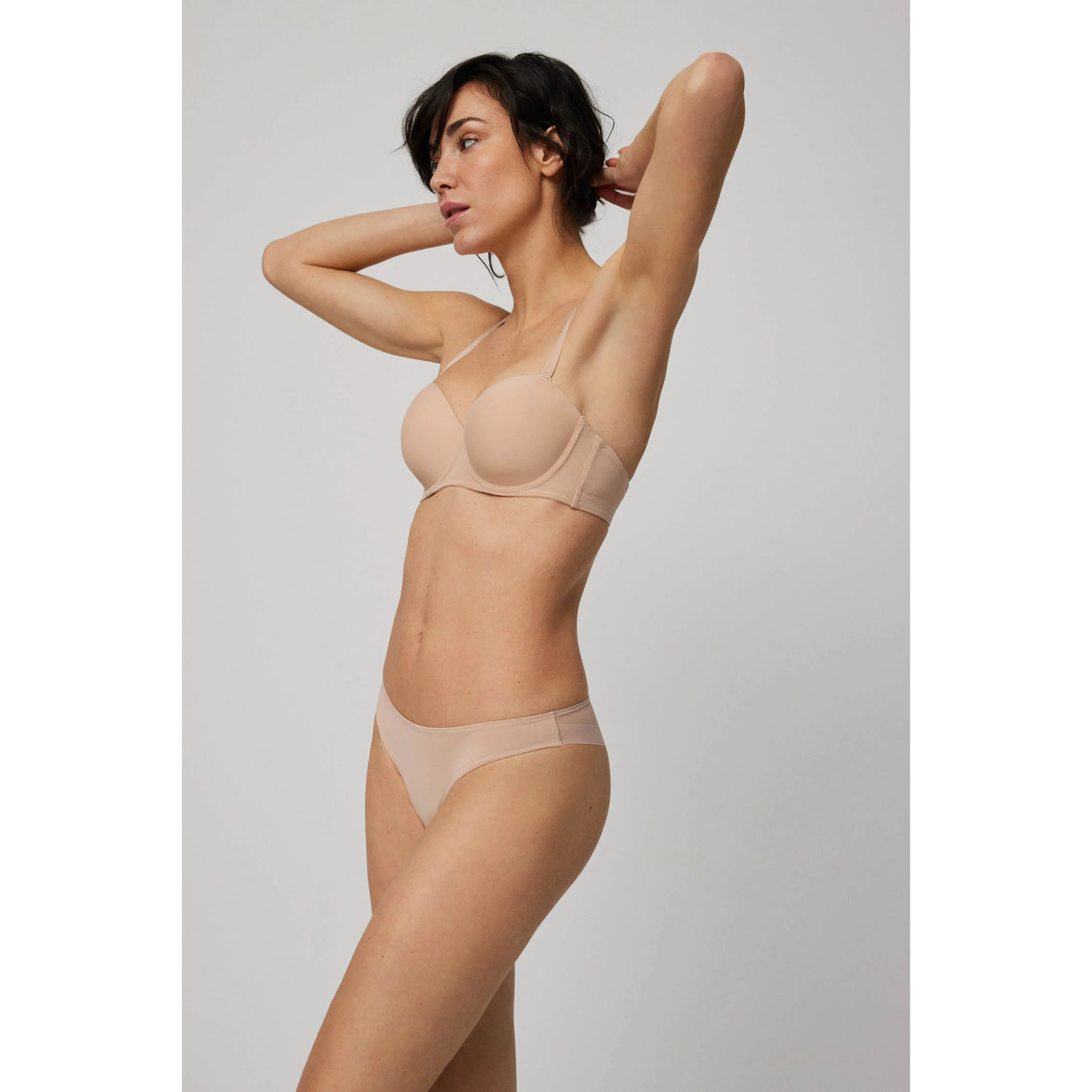 Perizoma con dettagli in tulle beige