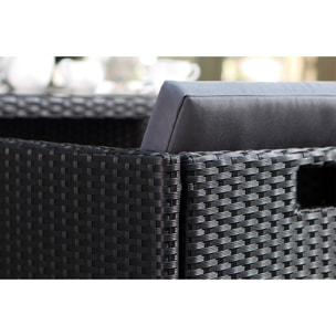 Salon de jardin 6 places noir/gris + housse de protection REGINA