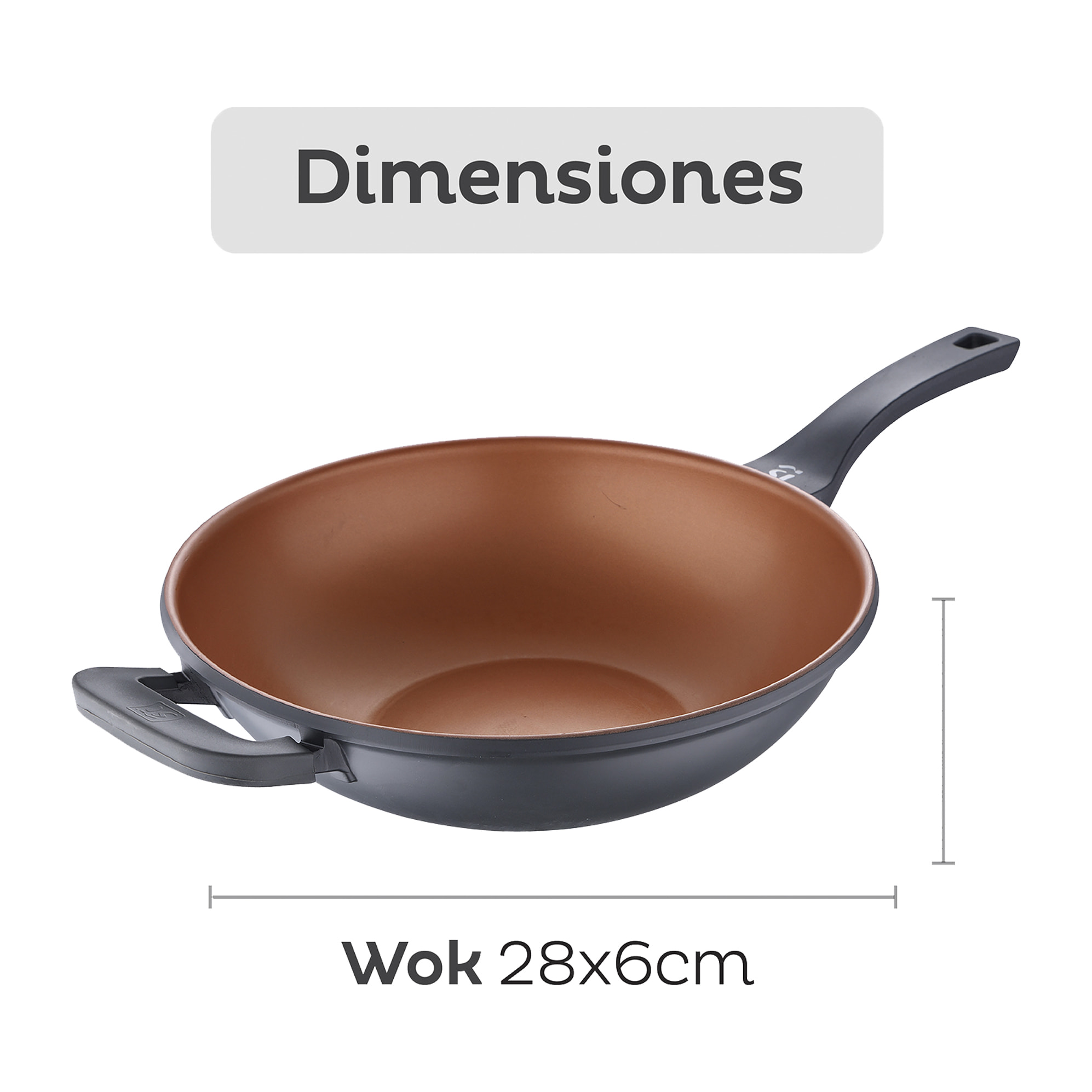 Wok 32 x 9,5 cm San Ignacio Bronze en aluminio fundido apto para induccion