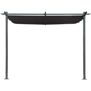 Pergola adossée avec toit rétractable - 3 x 3 m - Gris anthracite
