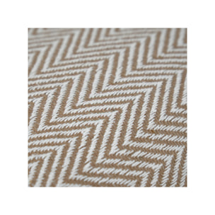 Coussin en coton brodé carré 40 x 40 cm motifs chevrons beige - WAVE