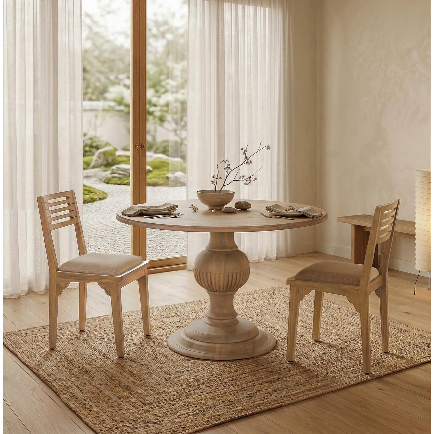 Mesas de Comedor de Madera de Mango 120 Cm Estilo Rústico Colonial