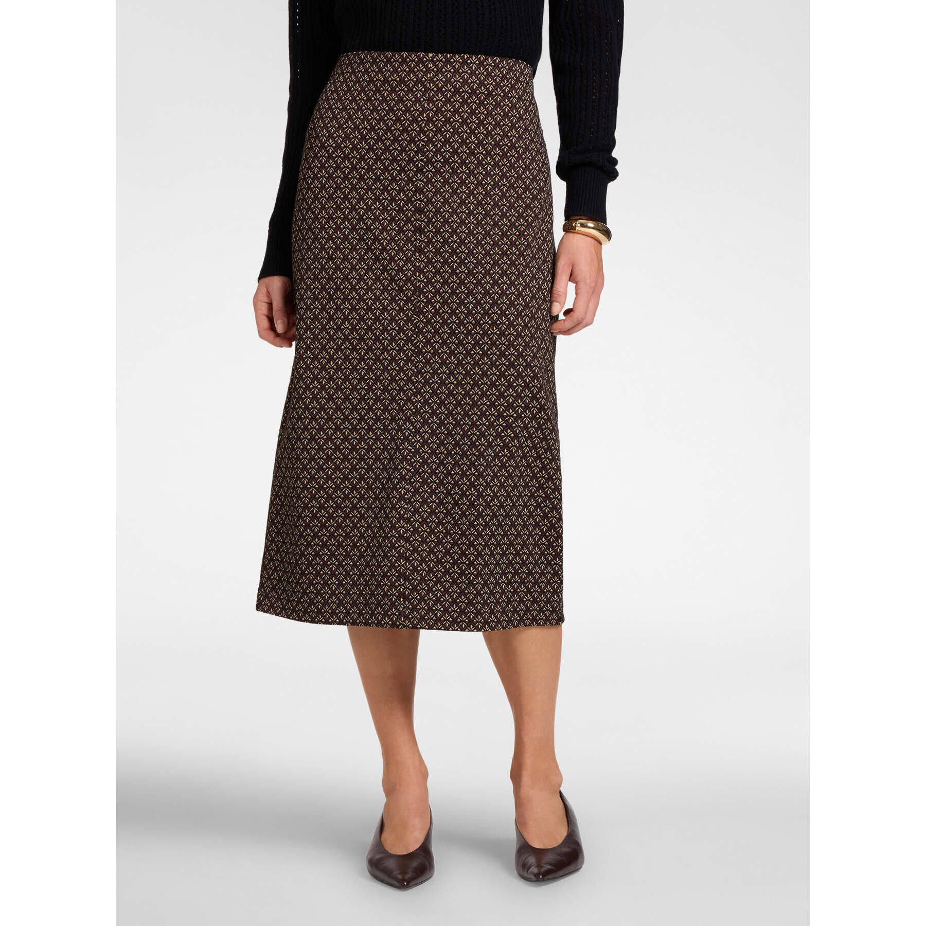 Elena Mirò - Gonna tubino midi jacquard geometrico - Nero