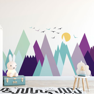 Stickers muraux enfants - Décoration chambre bébé - Autocollant Sticker mural géant enfant montagnes scandinaves SANDRINKA