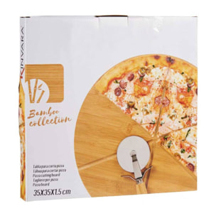 Plato pizza bambu 35cm con corta pizza b colección kinvara