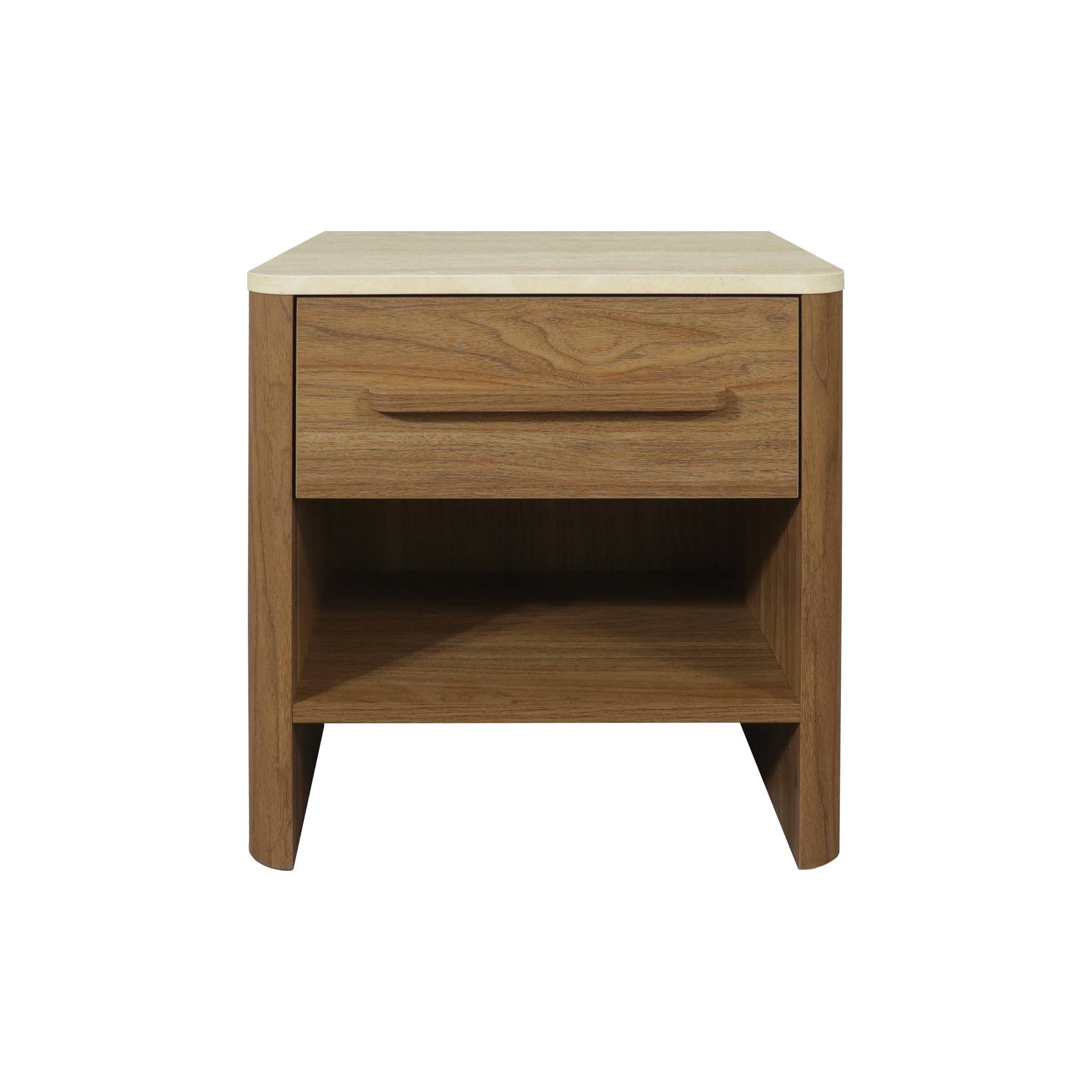 Table de chevet décor bois et effet travertin 1 tiroir  ARETHA