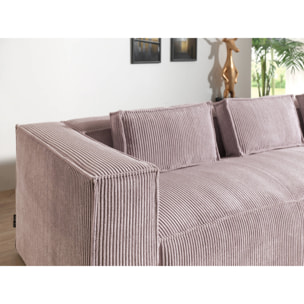 Stella - canapé d'angle - en velours côtelé - 4 places -style contemporain - droit - Rose