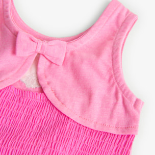 Camiseta niña, algodón estampada, tirantes, rosa