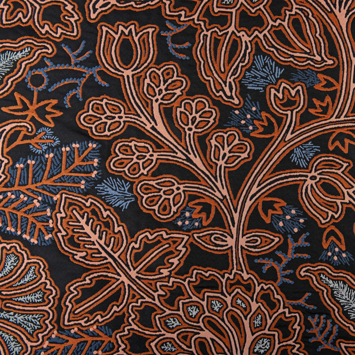 Rideau tamisant jacquard floral à motif graphique - Orange