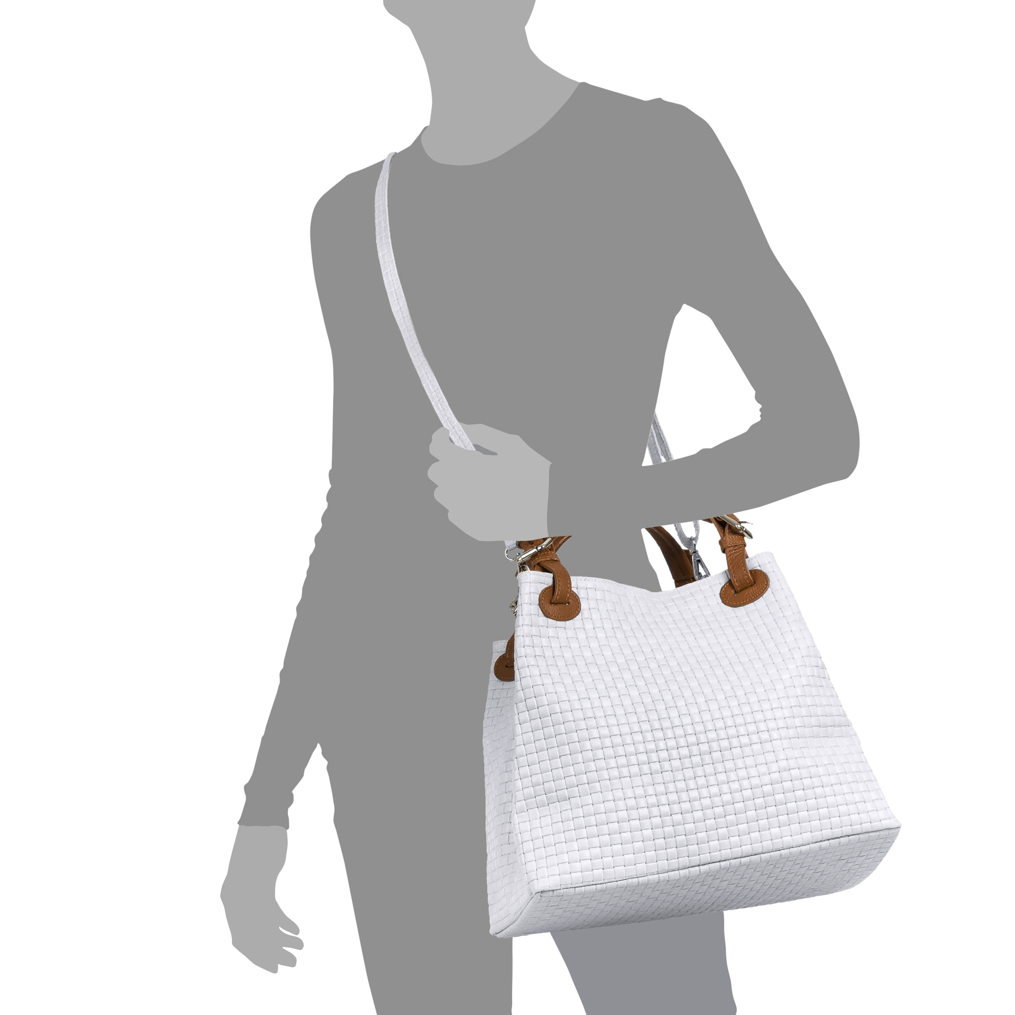 Emanuela Borsa tote Donna.Pelle autentica Velluto Incisione Geometrica