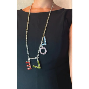 Collar largo MyLove plata 10µ y cristal SW en multicolor