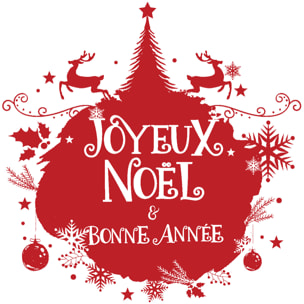 Sticker Noël boule de noël joyeux noël et bonne année - Autocollants stickers adhésifs noël - décoration fêtes