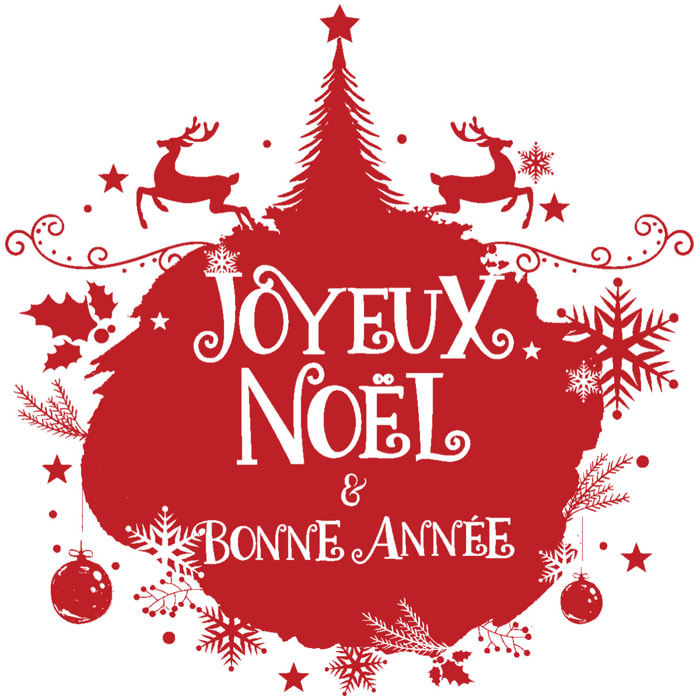 Sticker Noël boule de noël joyeux noël et bonne année - Autocollants stickers adhésifs noël - décoration fêtes