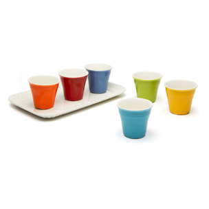 Set de 6 Verres à Café avec Plateau Excelsa – Coffee Color, New Bone China Multicolore