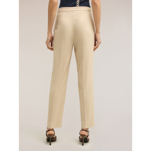 Motivi - Pantalones regular en tejido teñido en hilo a rayas - Beige