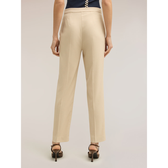 Motivi - Pantalones regular en tejido teñido en hilo a rayas - Beige