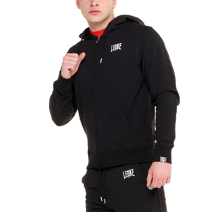 Felpa da uomo con cappuccio e zip non felpata Leone Basic