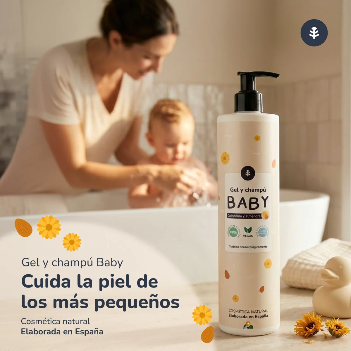 Gel y champú infantil Caléndula y Almendra Planeta Huerto 500 ml