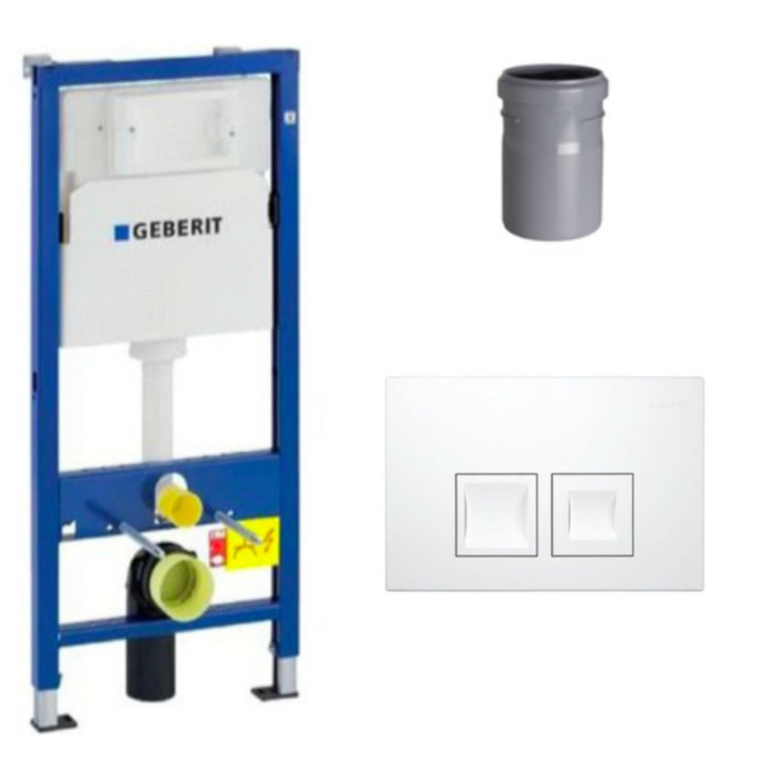 Ensemble bati-support Geberit Duofix UP100 + reservoir pour WC 112 cm + Plaque DELTA50 + Manchon de raccordement (458.103.00.1-1