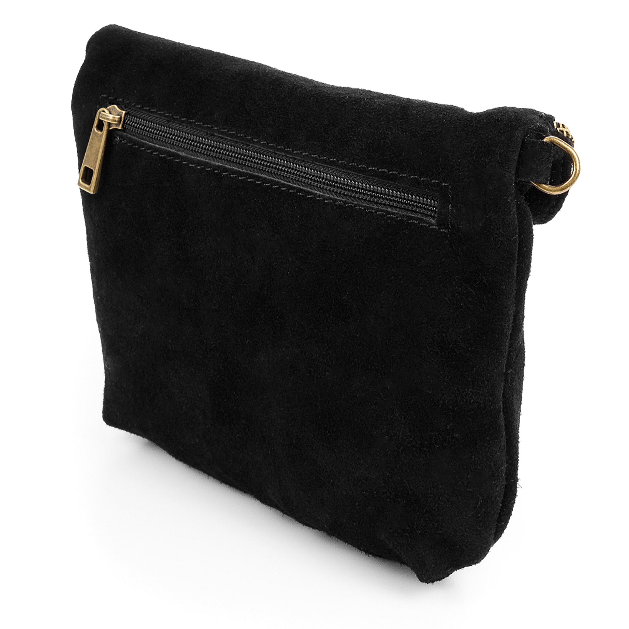 FIRENZE ARTEGIANI Borsa a Spalla da Donna Cenerente Vera Pelle Scamosciata Made in Italy 24x3x19 Cm. Colore nero