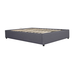 Lit coffre avec sommier Otto - Gris - Tissu