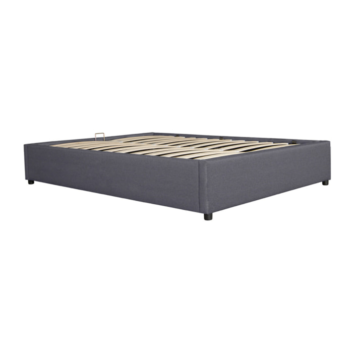 Lit coffre avec sommier Otto - Gris - Tissu