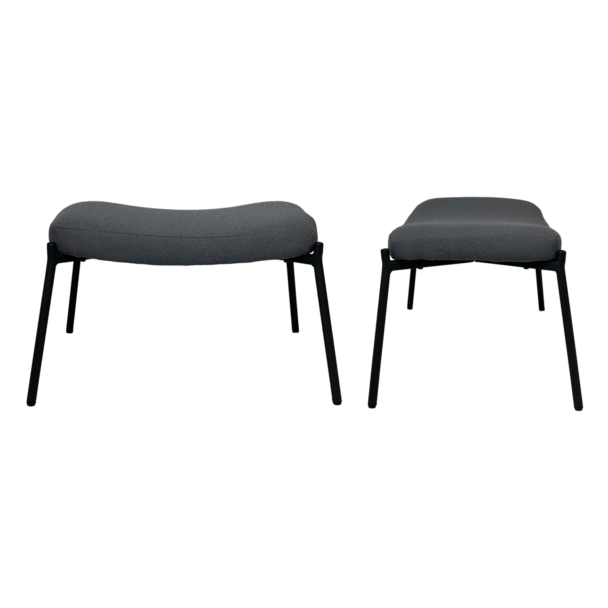 Fauteuil en tissu boucle gris avec repose-pieds EIRA
