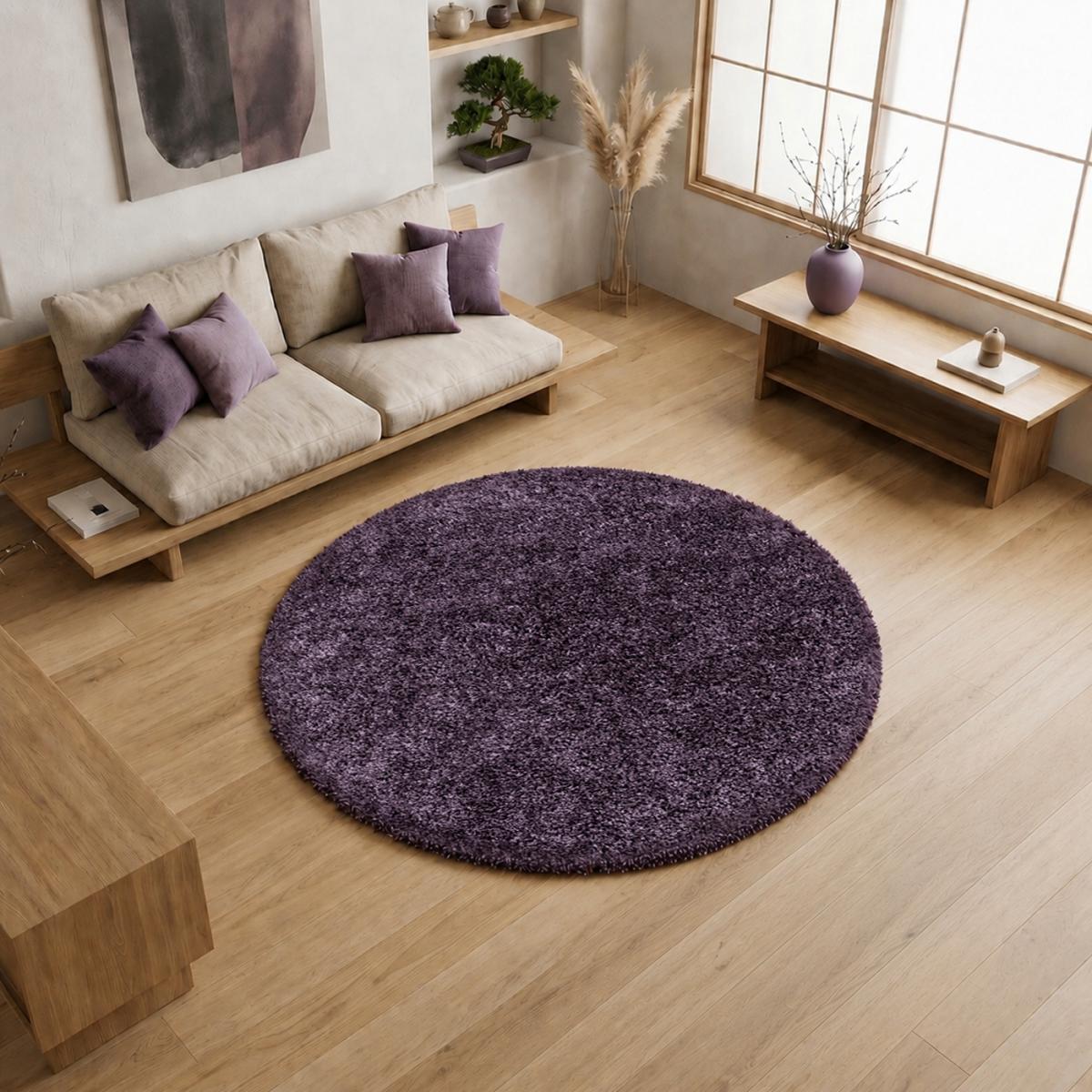 Tapis poils longs shaggy tissé motif uni RIBI