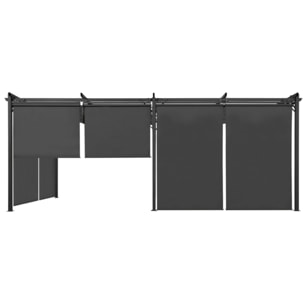 Pergola Marina 3x6m toit rétractable + 6 stores gris