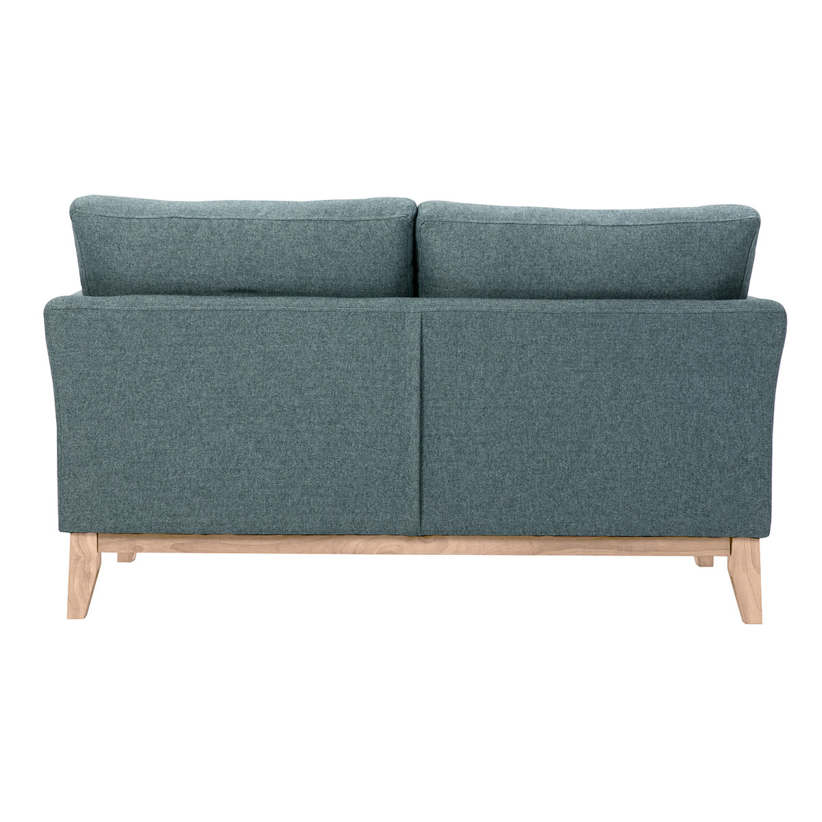 Canapé scandinave déhoussable 2 places en tissu vert de gris et bois clair OSLO