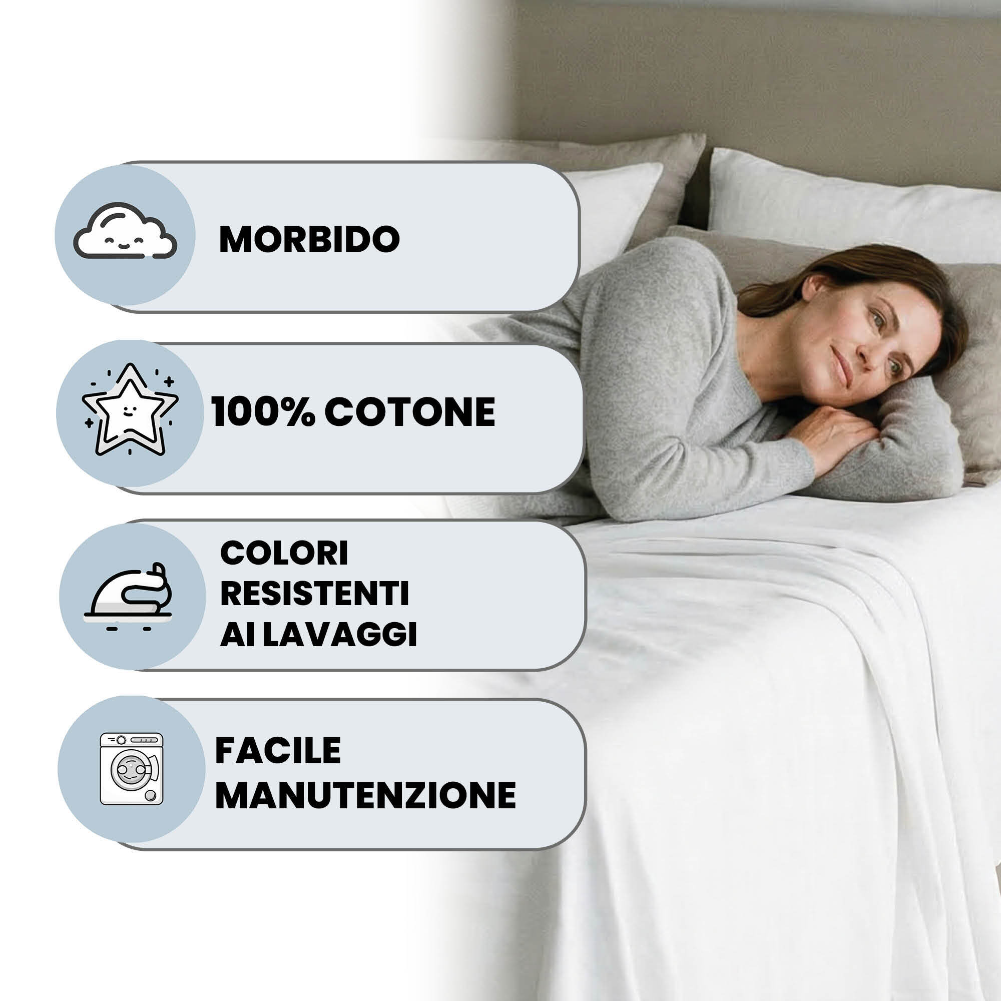 LENZUOLO SOPRA MAX COLOR, 100% Cotone, Tinta Unita, Made in Italy - BIANCO