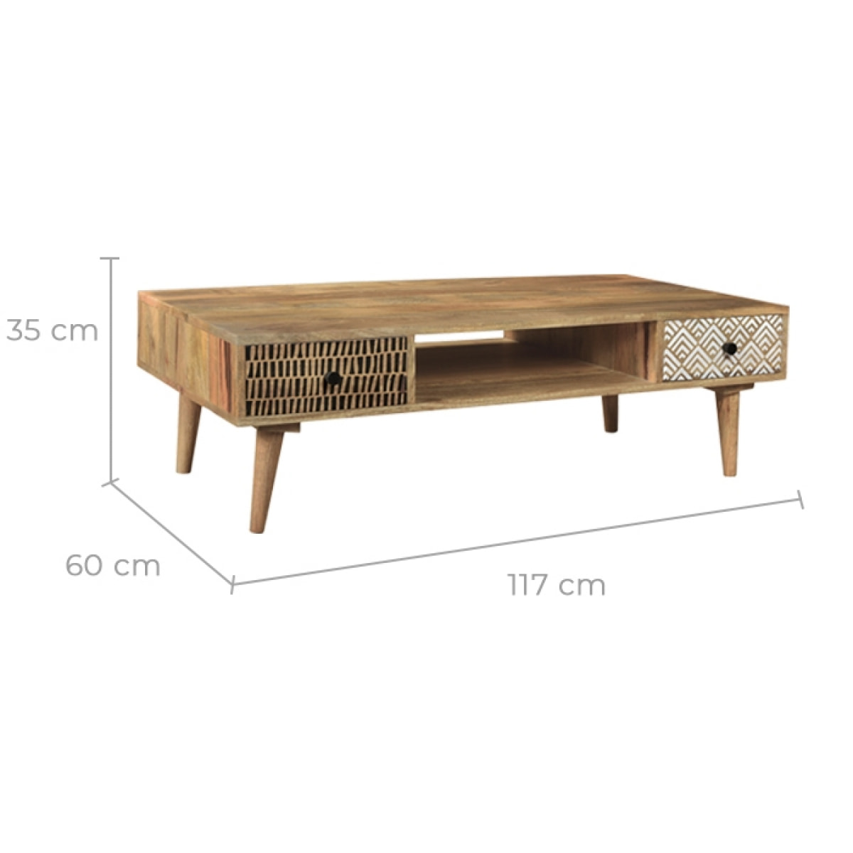 Table basse Tali en bois 2 tiroirs