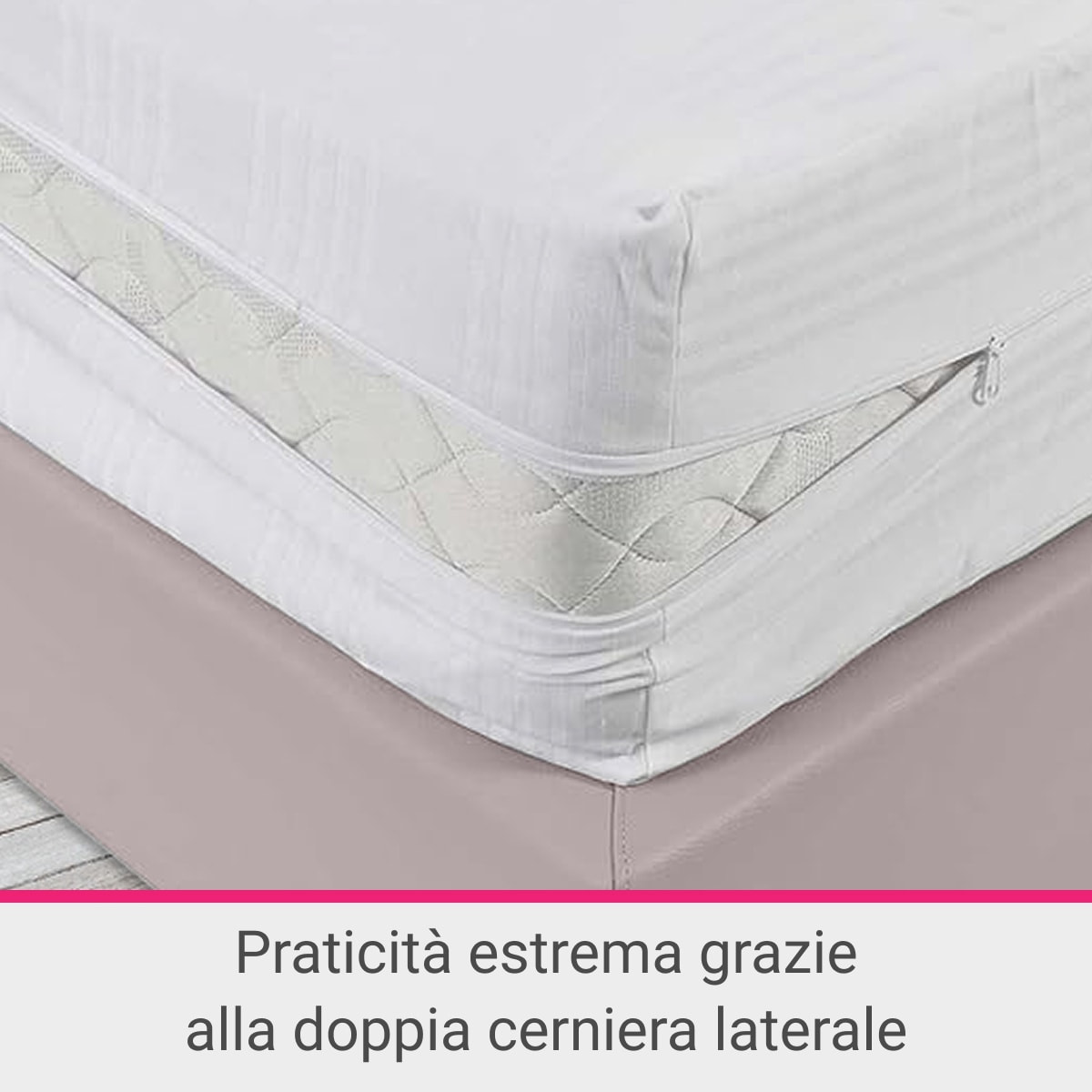 Coprimaterasso fasciato con cerniera IPERSAN Puro Cotone Bianco
