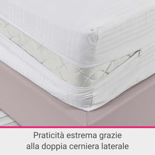 Coprimaterasso fasciato con cerniera IPERSAN Puro Cotone Bianco