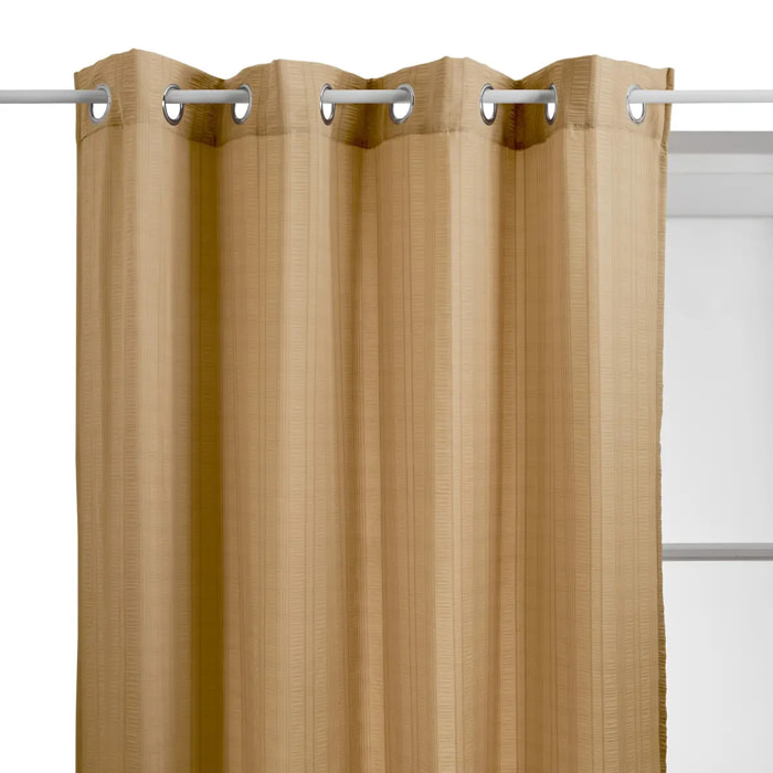 Voilage Noa motif rayures plissées140x240cm beige