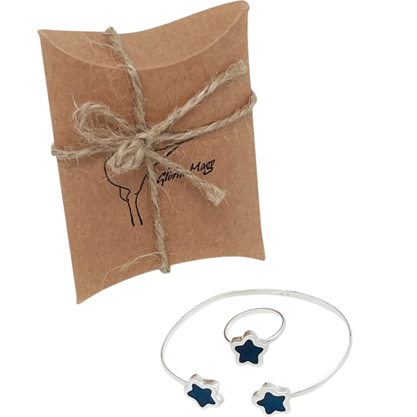 Conjunto Colors Flor Pulsera y anillo plata 10µ Marino