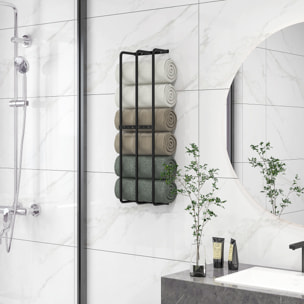 Toallero de Baño Moderno Toallero de Pared con 3 Barras y Marco de Metal Soporte de Toallas para Hotel 21x12x74 cm Negro