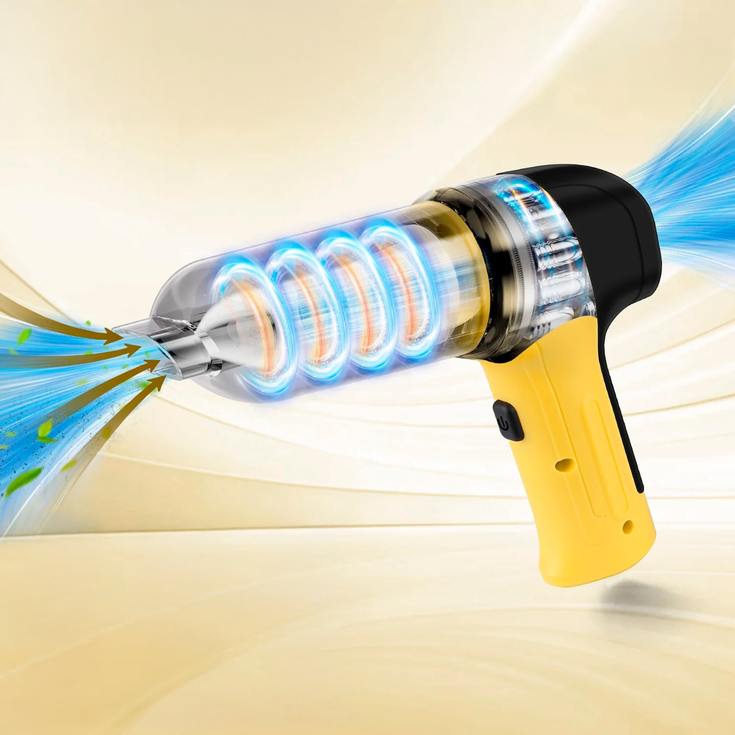 Aspirapolvere e soffiatore a mano 5 in 1. Con una potenza massima di 120W.