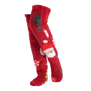 Calze lunghe in peluche extra-morbido. 75 cm di lunghezza. Design natalizio.