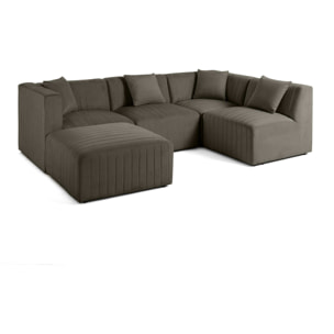 Nova - canapé modulable d'angle droit - 5 places - avec pouf d'appoint - en velours - Gris