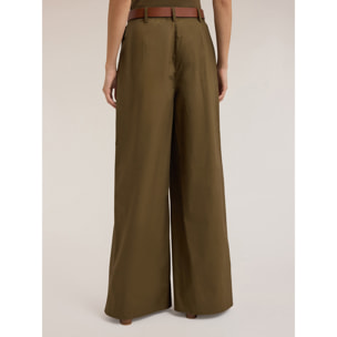 Motivi - Pantalones palazzo de popelina - Verde militare